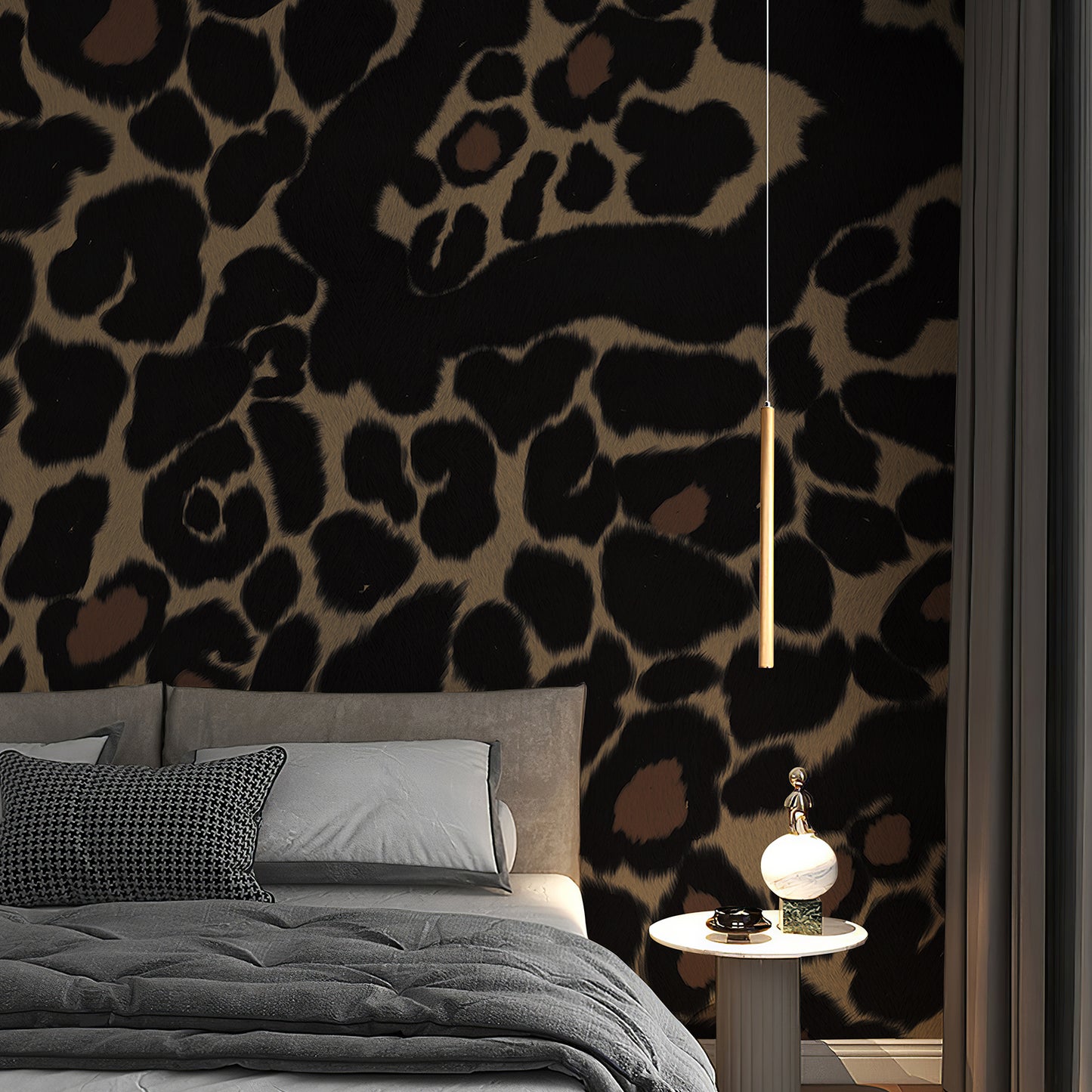 Animal Leopard Print Black Wallpaper Mural