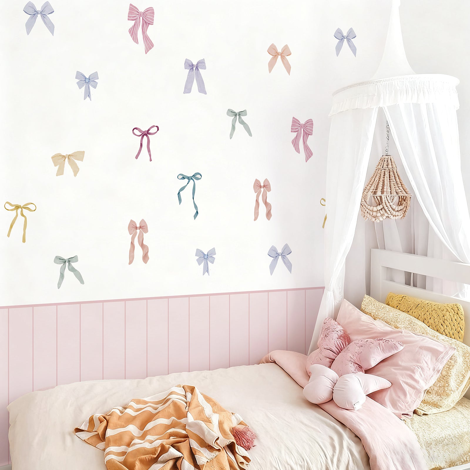 Pastel Bow Nursery Peel and Stick Wall Decals | ZeekoHome