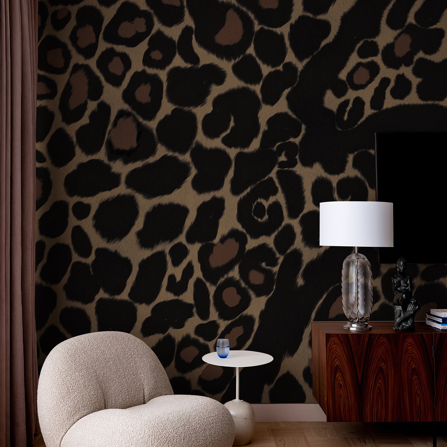 Animal Leopard Print Black Wallpaper Mural