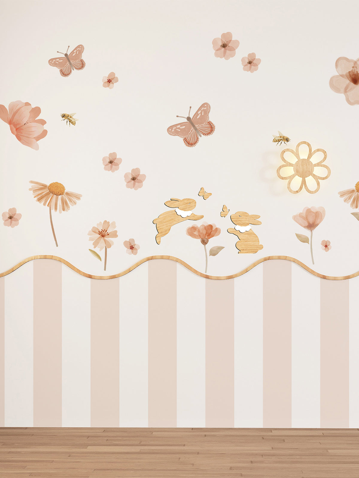 Blush Floral Butterfly Nursery Peel and Stick Wall Decals | ZeekoHome
