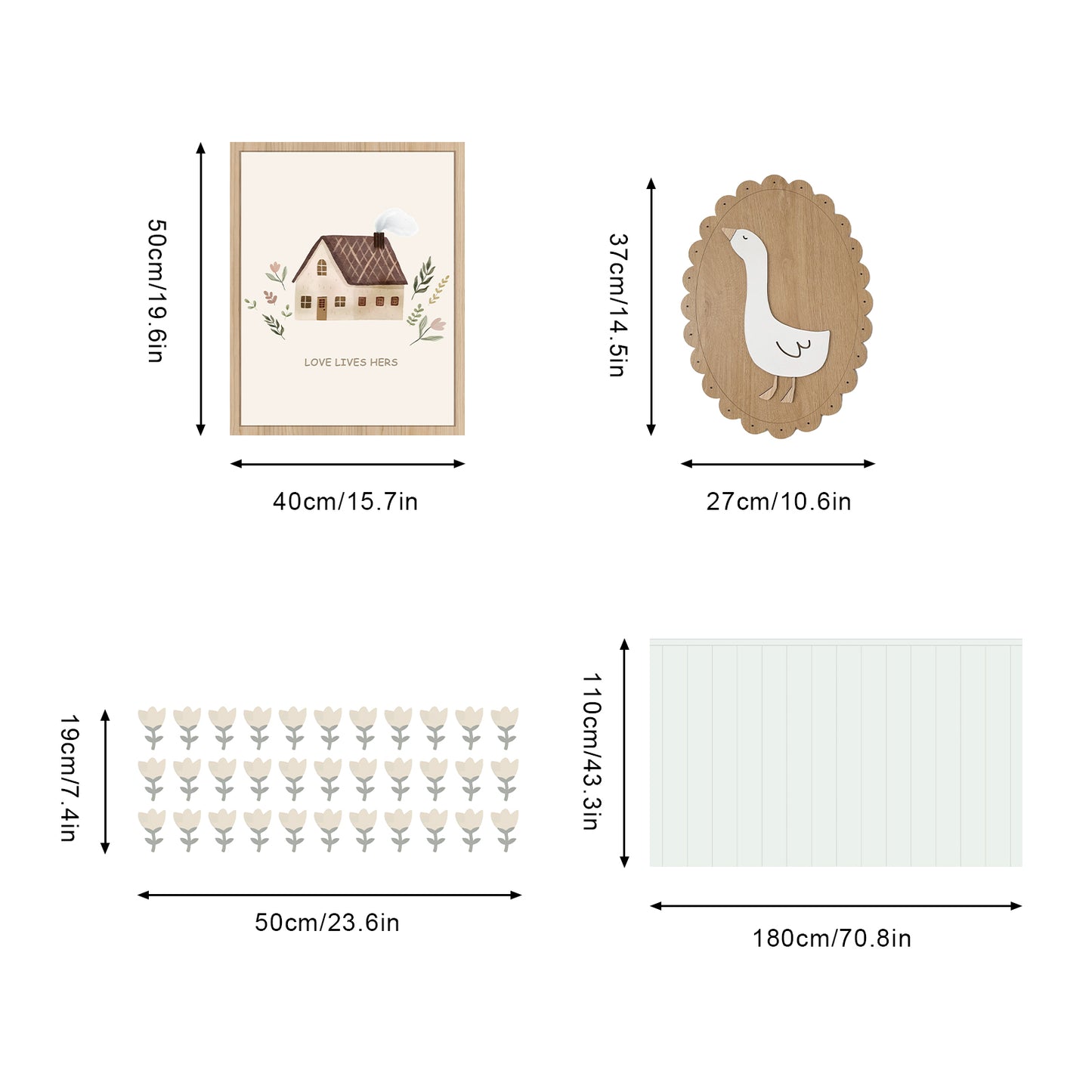 Sage Green Goose Nursery Peel and Stick Wall Decals | ZeekoHome