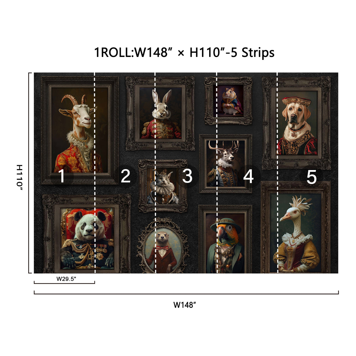 Fixed size:Animal Picture Frame Aristocrat Wallpaper Mural