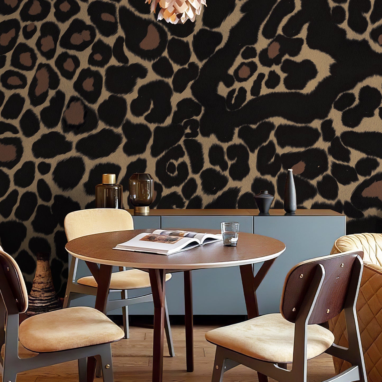Animal Leopard Print Black Wallpaper Mural