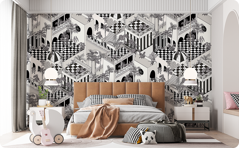 Cityspace Hand Drawn Cities Black Wallpaper Mural