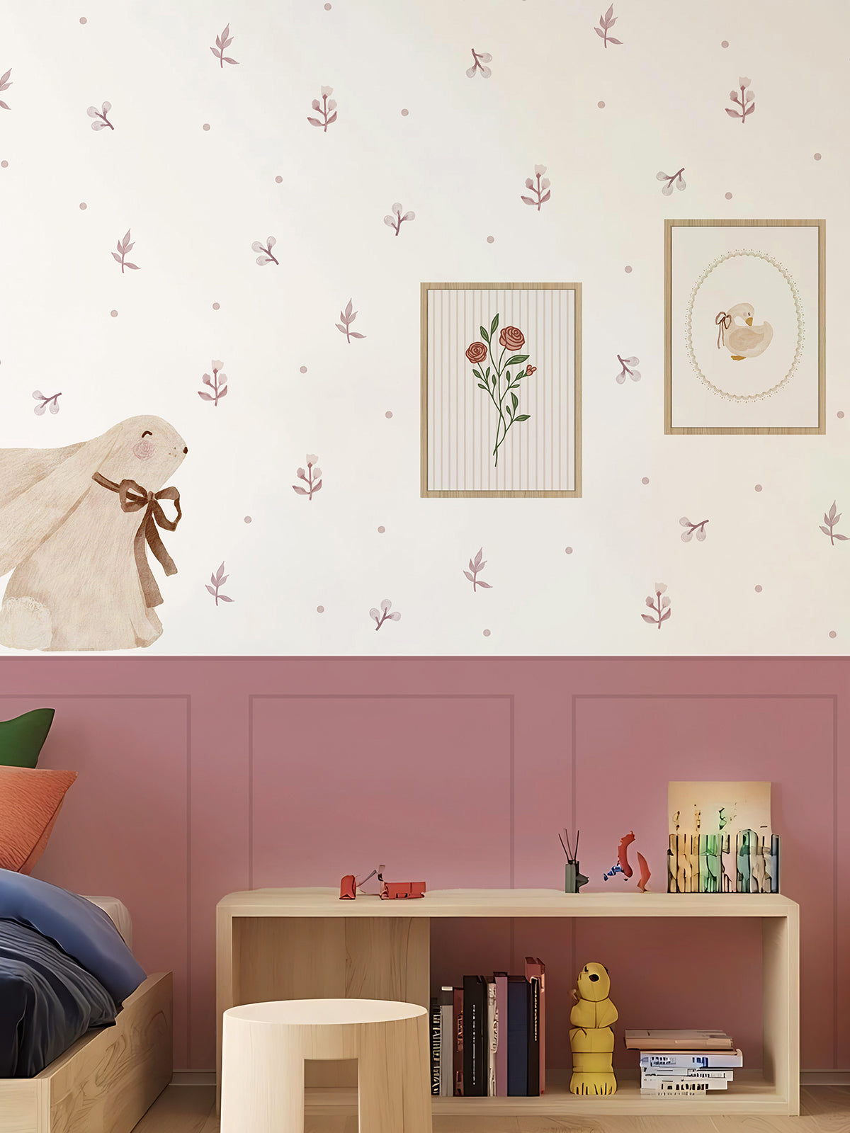 Pastel Canvas Bunny Nursery Peel and Stick Wall Decal Set | ZeekoHome