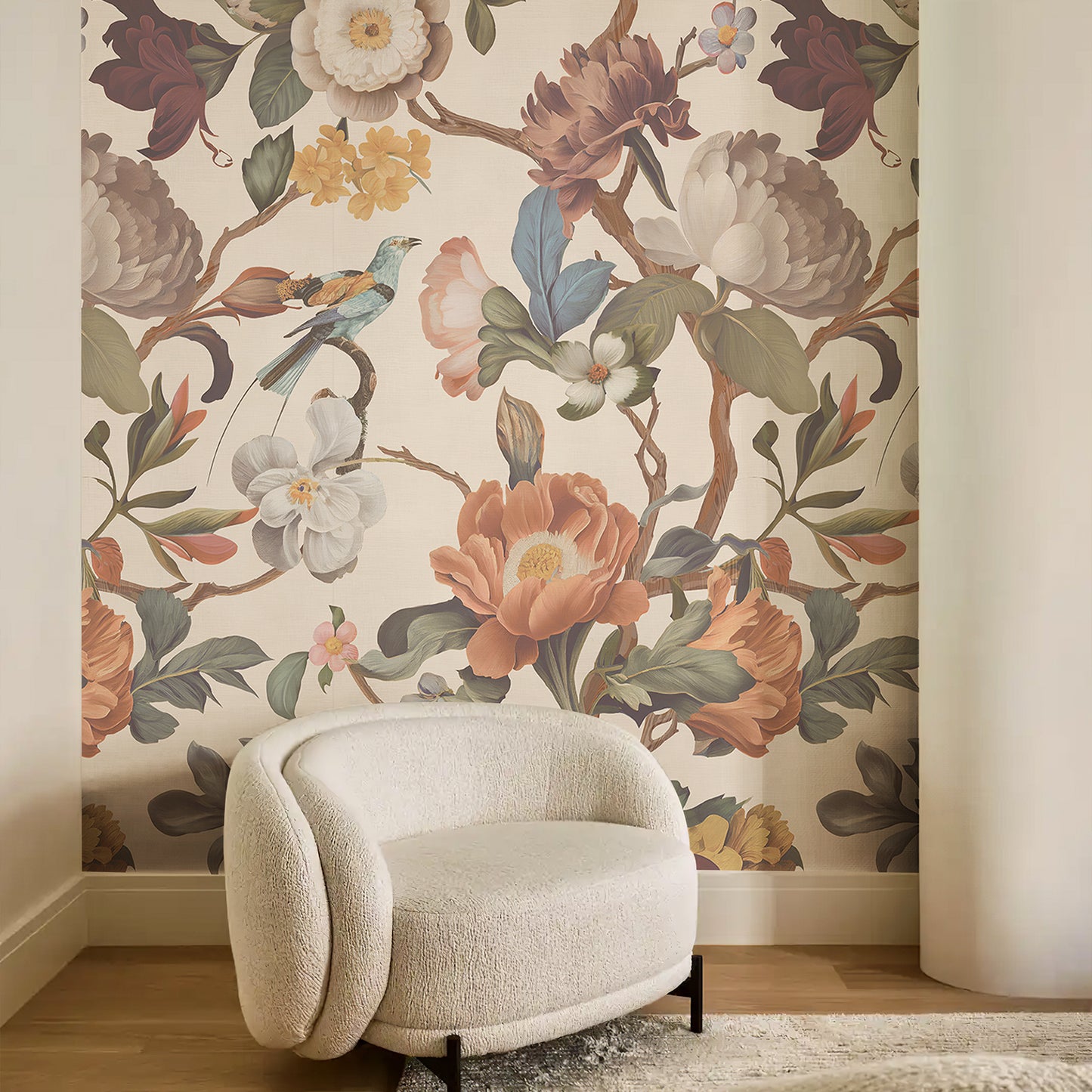 Floral Yellow Wall Mural – Custom Botanical Wallpaper for Bedroom, Living Room & Home Décor