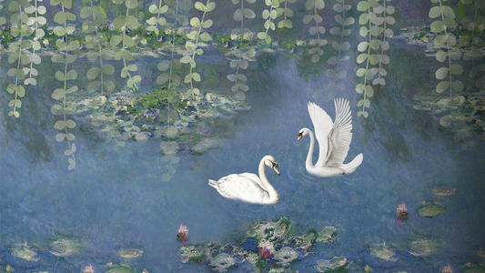 Peel and stick mural, PVC and canvas two materials selection