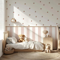 Cherry Pink Stripe Nursery Peel and Stick Wall Decals | ZeekoHome