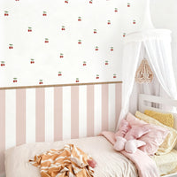 Cherry Pink Stripe Nursery Peel and Stick Wall Decals | ZeekoHome