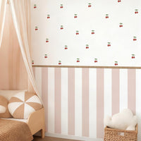 Cherry Pink Stripe Nursery Peel and Stick Wall Decals | ZeekoHome