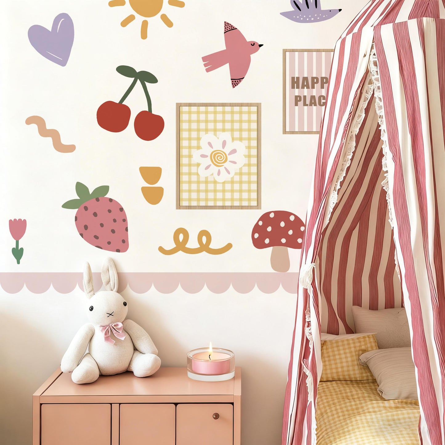 Playful Garden Wall Decals 4-Piece Set for Happy Room Décor
