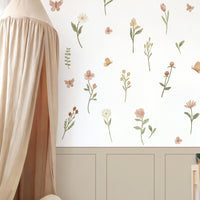 Dreamy Floral Nursery Wall Decals Shape Stickers for Soft Nursery Décor