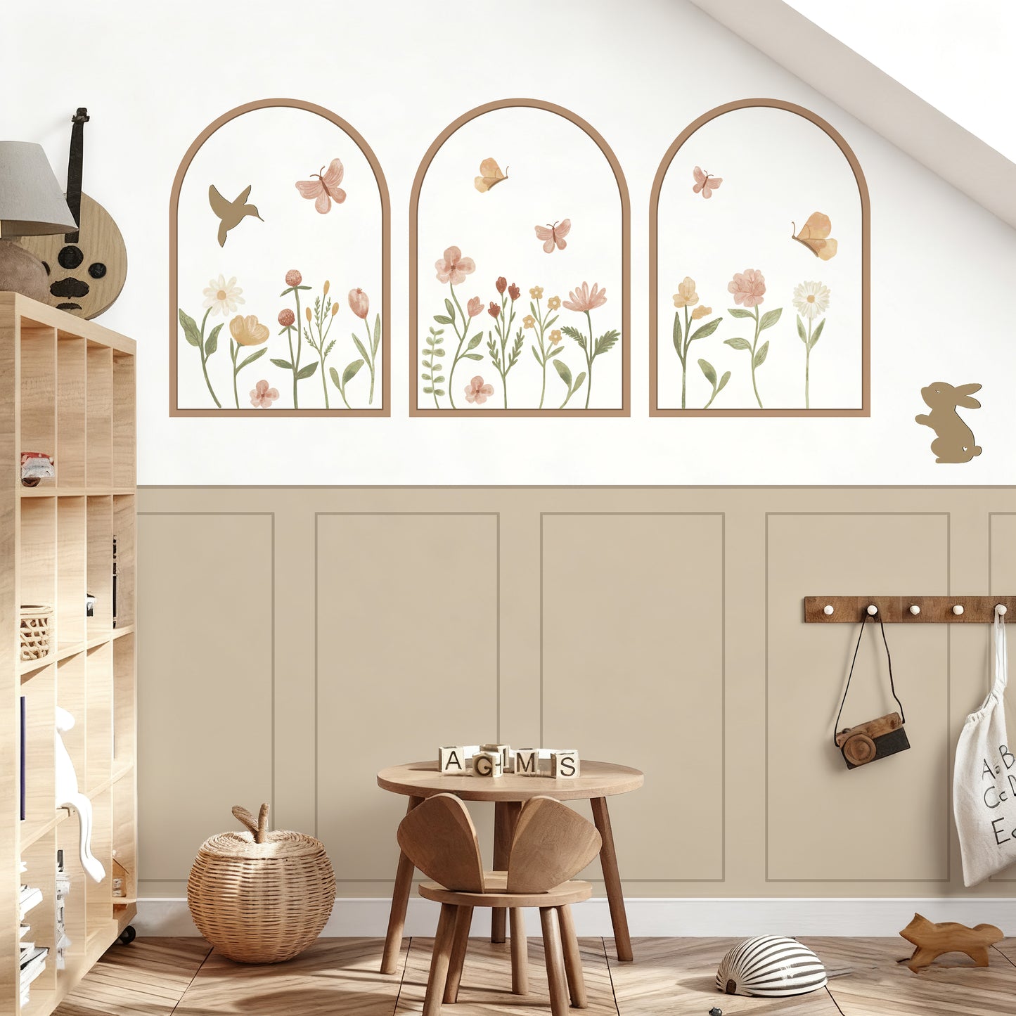 Dreamy Floral Nursery Wall Decals Shape Stickers for Soft Nursery Décor