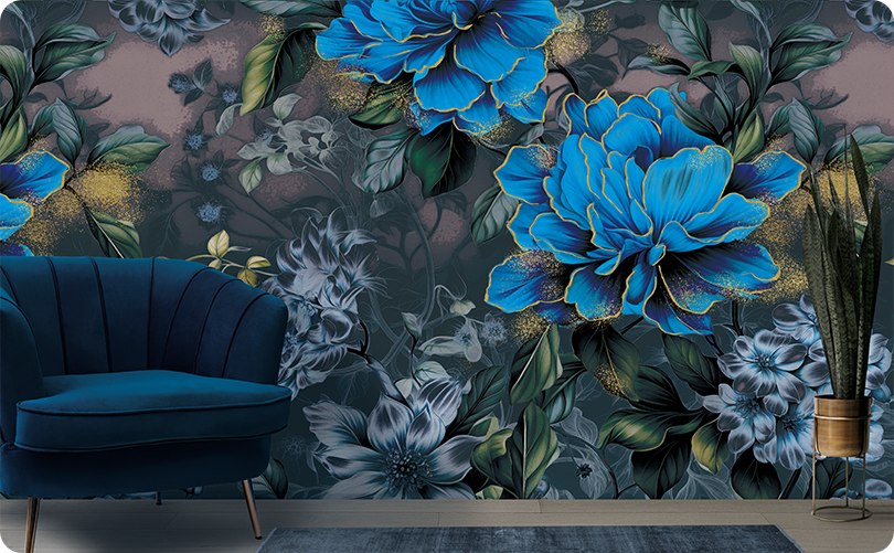 Fototapete Blumengedenkstätte Blau