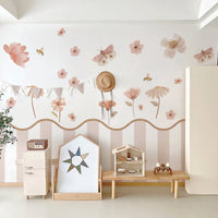Blush Floral Butterfly Nursery Peel and Stick Wall Decals | ZeekoHome