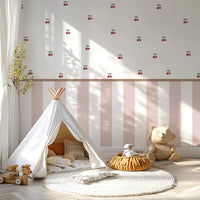 Cherry Pink Stripe Nursery Peel and Stick Wall Decals | ZeekoHome