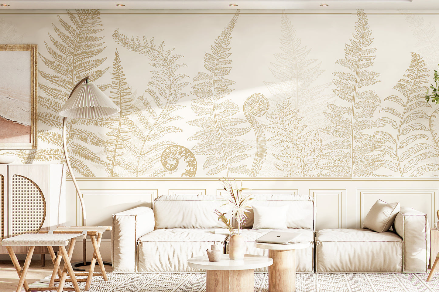 Wall Panel Yellow Fern Leaf Wallpaper Mural