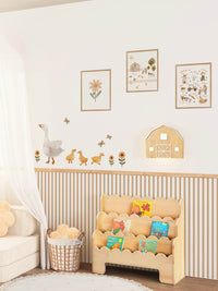 Children's room Farm Goose Wall Decal Set with Striped Wall Panels Peel & Stick Nursery Decor