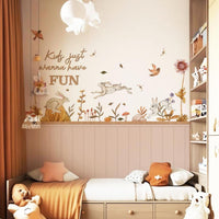 Whimsical Bunny & Nature Wall Decals 4-Piece Set for Playful Nursery Décor