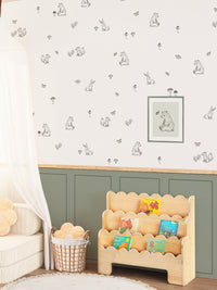 Children's Room Woodland Wall Decal Set Bear Bunny Fox Stickers Wainscoting-Style Panel Decals