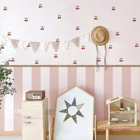 Cherry Pink Stripe Nursery Peel and Stick Wall Decals | ZeekoHome