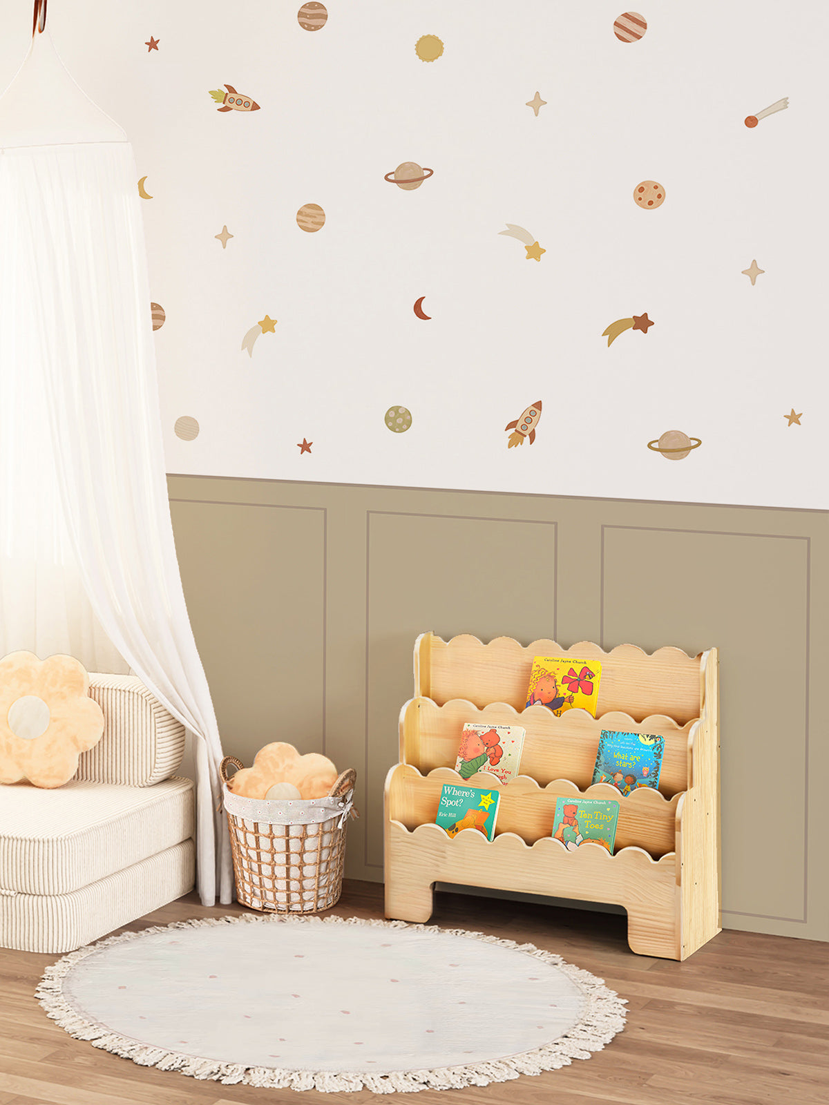 Children's Room Space Story Wall Decal Set Peel & Stick Space Wall Sticker Set for Kids Room