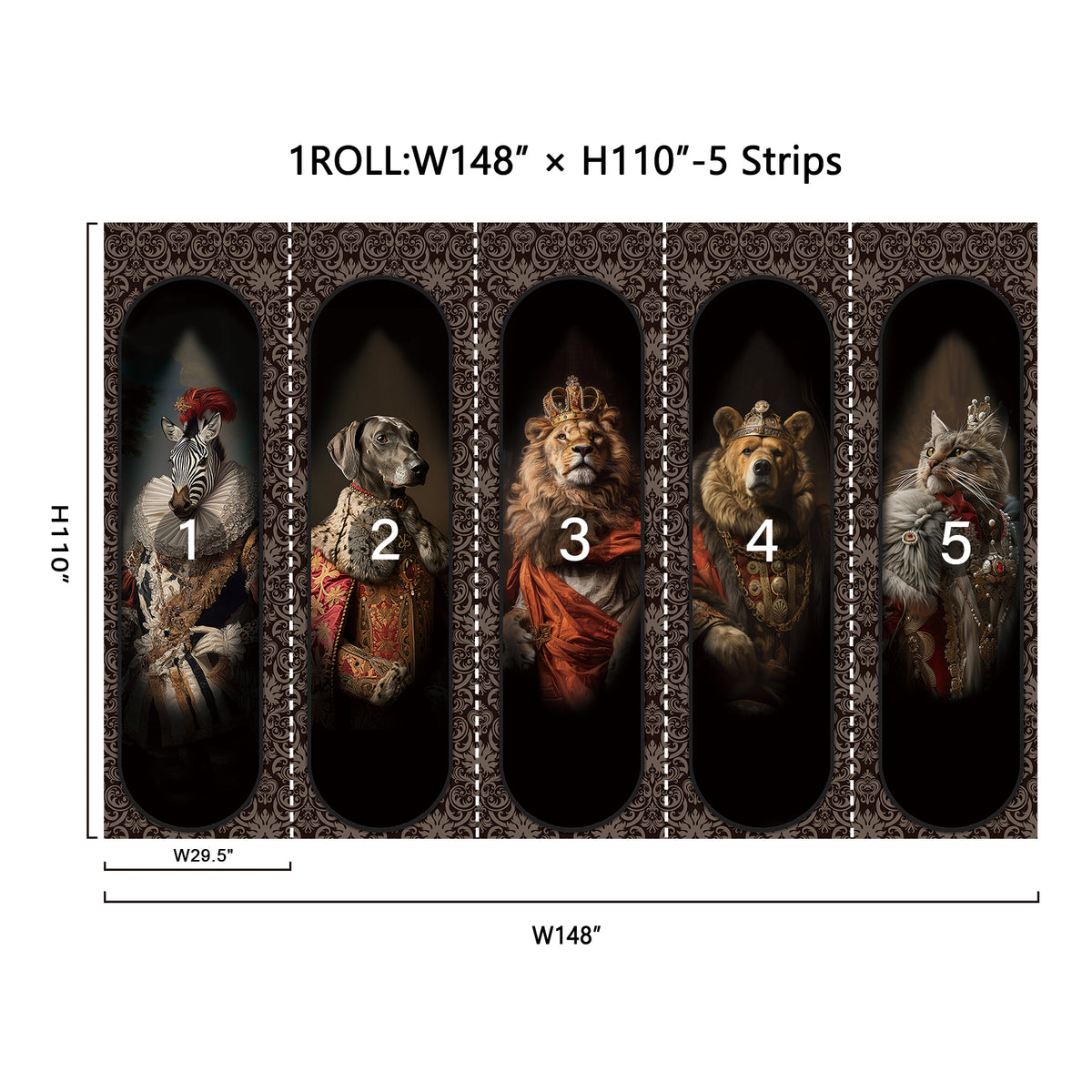 Fixed size：Animal King Wallpaper Mural – Luxury Custom Wall Mural for Living Room