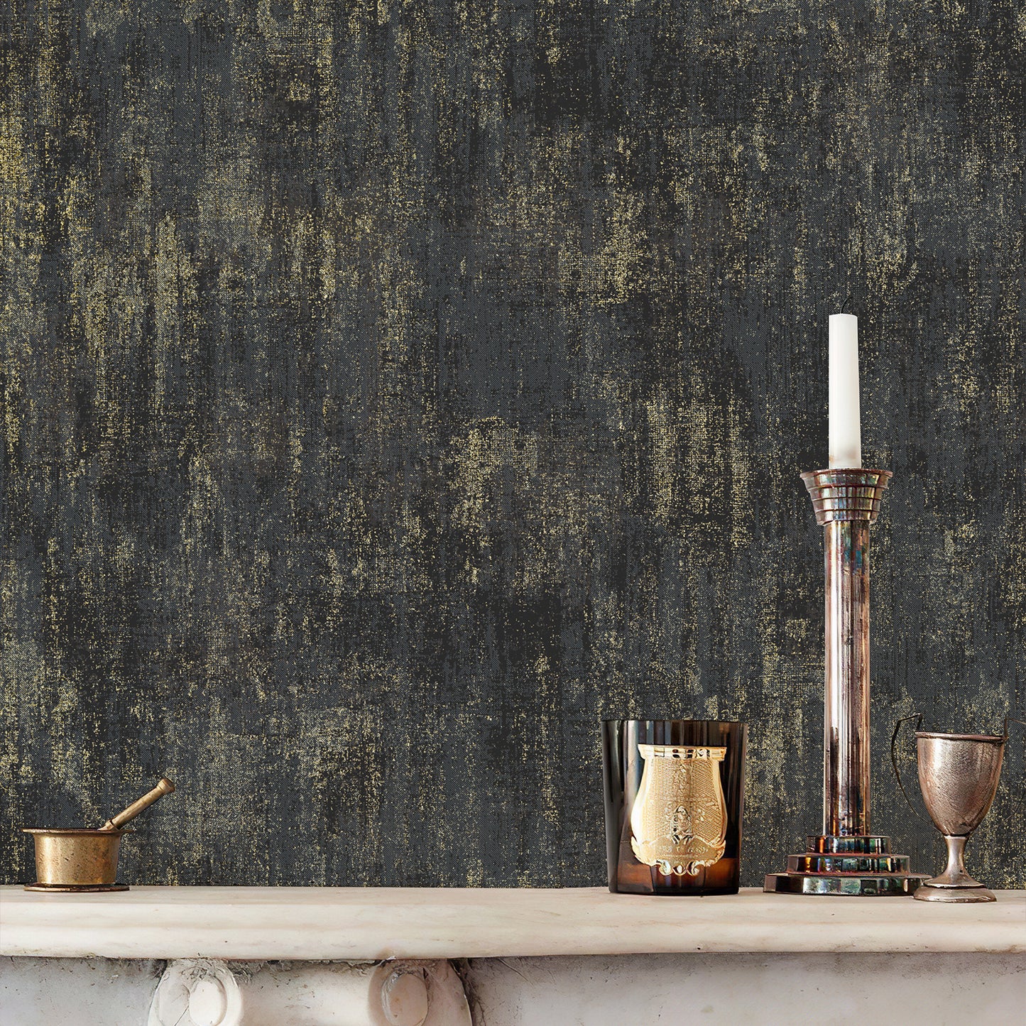 Special link-2 rolls Zeeko Black and Gold Textured Wallpaper Non Pasted 17.3"x 473" Vintage Metallic Wallpaper Textured Wall Paper Modern Luxury Contact Paper Non-Woven for Bedroom