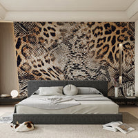Leopard Snake Print peel and stick mural modern bedroom accent wall