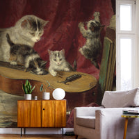 Animal Cat Print Black Wallpaper Mural