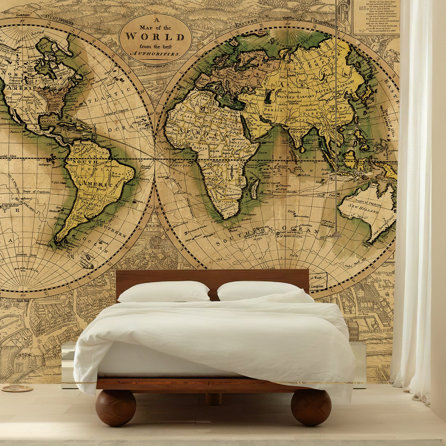 Zeeko Large 3D Vintage World Map Wall Mural