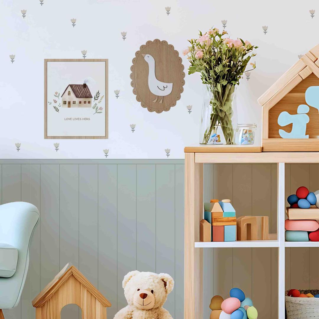 Sage Green Goose Nursery Peel and Stick Wall Decals | ZeekoHome