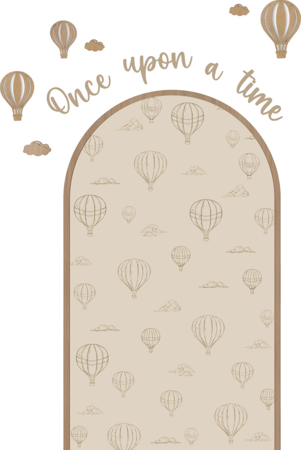 Peel & Stick Balloon Arch Wall Decal Set with Wooden Arch & Full Wooden Accessories