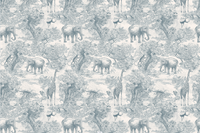 Fixed size：Animal Deep In The Jungle Blue Wallpaper Mural