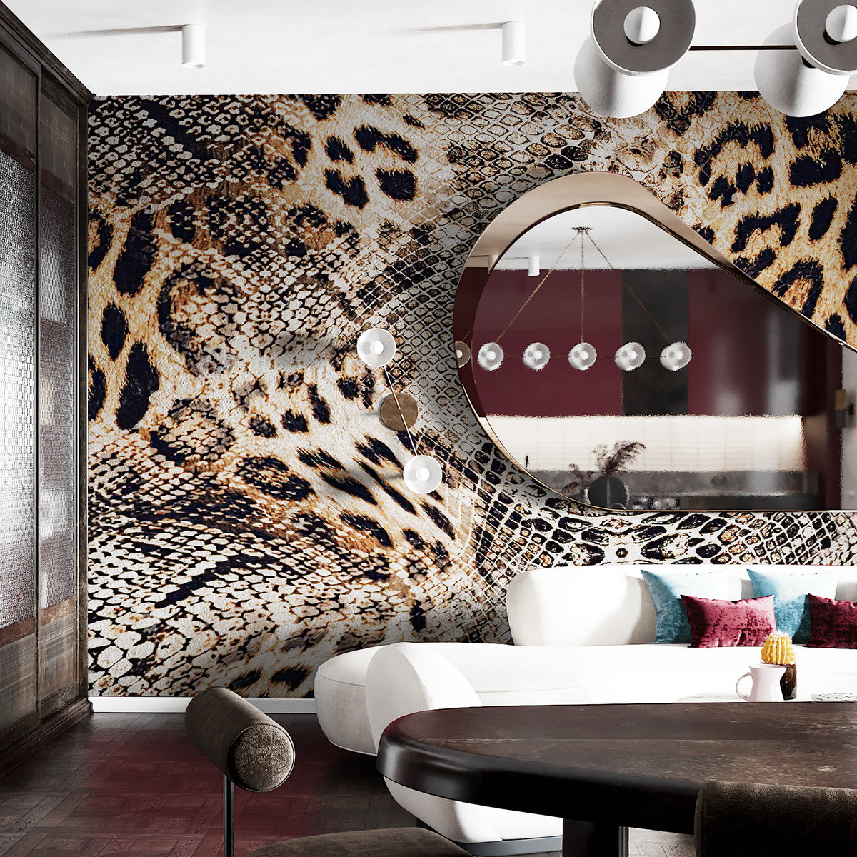 Leopard Snake Print removable wall mural luxury living room decor