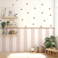 Cherry Pink Stripe Nursery Peel and Stick Wall Decals | ZeekoHome