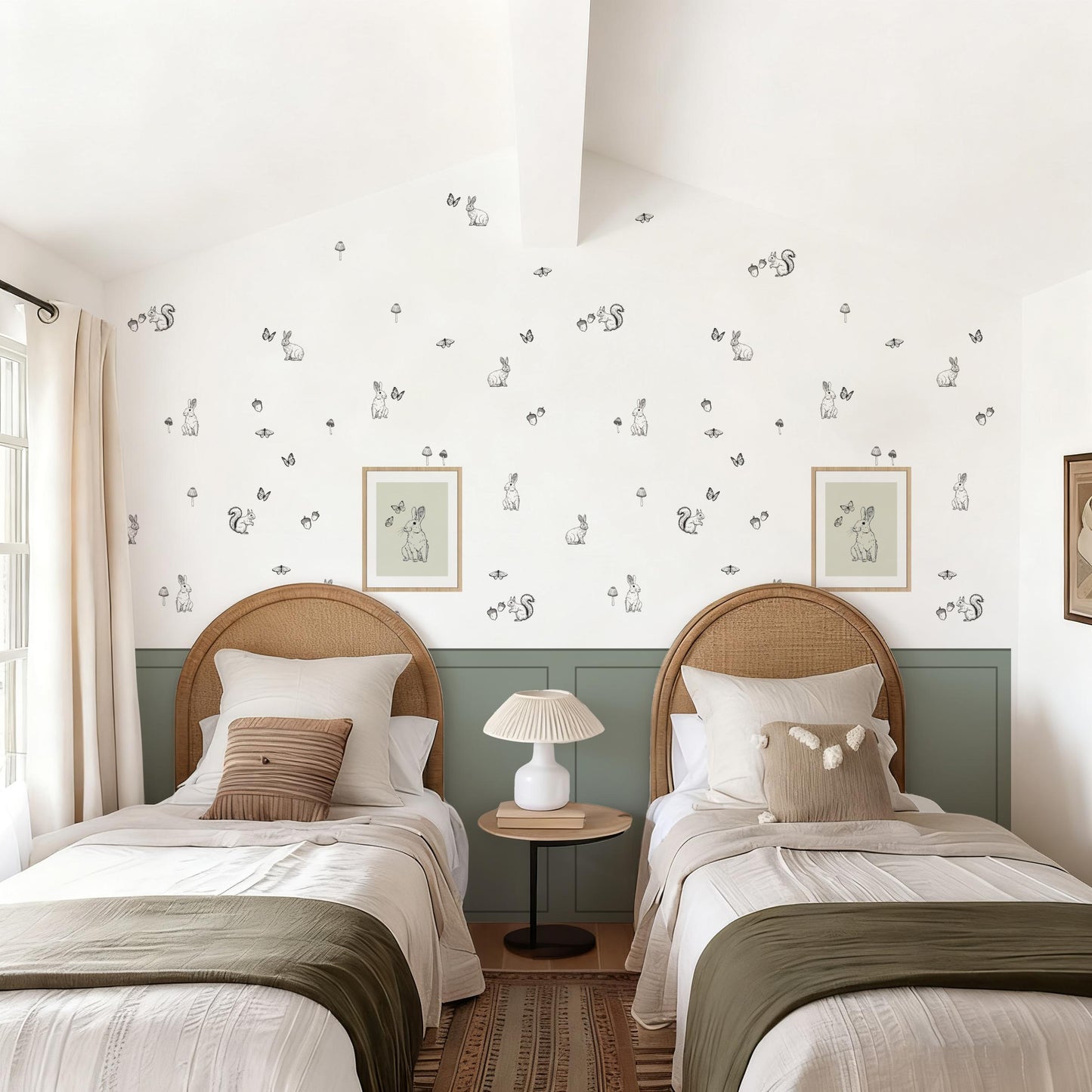 Charming Bunny & Nature Wall Decal Set for Playful and Serene Nursery Spaces