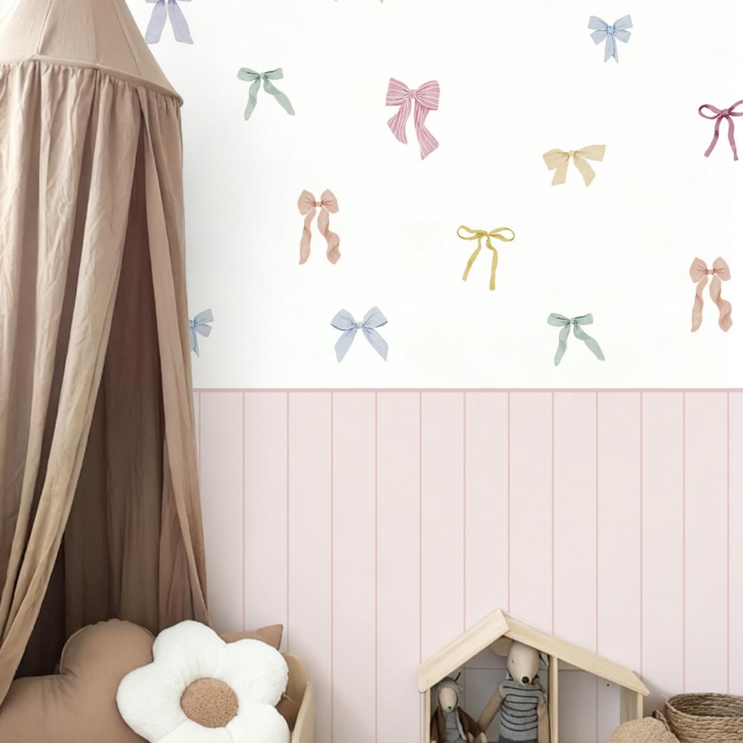 Pastel Bow Nursery Peel and Stick Wall Decals | ZeekoHome