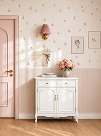 Bloom Light Pink Floral Nursery Wall Decals with Wainscoting Panels