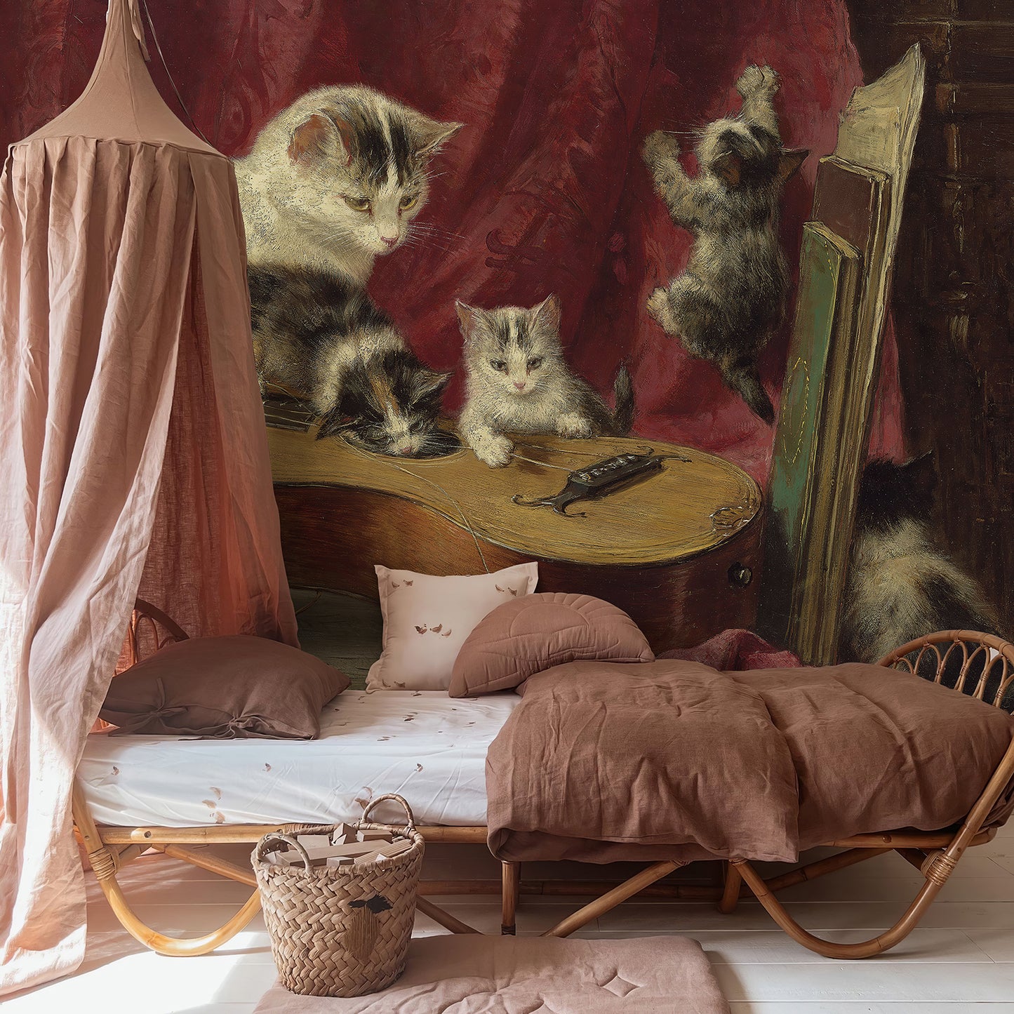 Animal Cat Print Black Wallpaper Mural