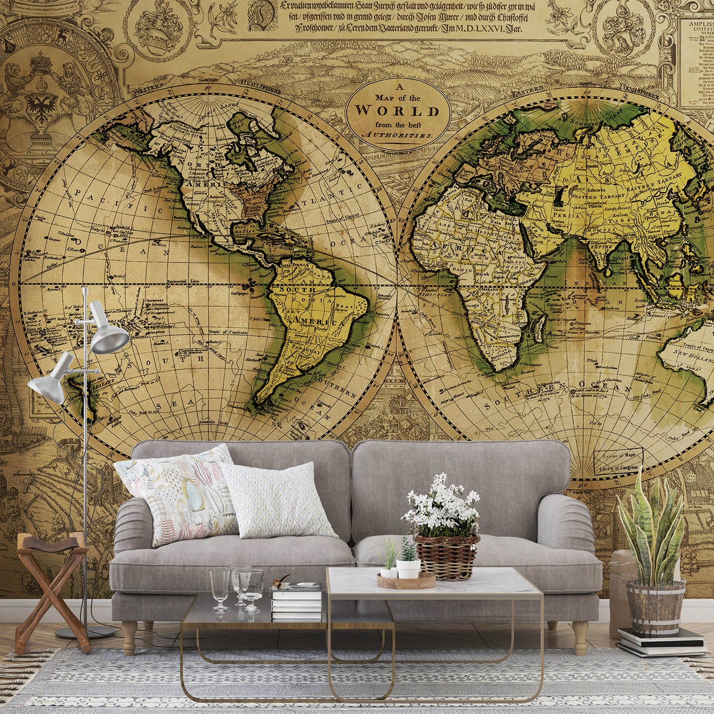 Zeeko Large 3D Vintage World Map Wall Mural