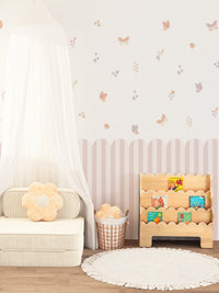 Children's Room Blush Scallop Fence Peel and Stick Wall Decals Set Butterfly & Floral Wall Stickers