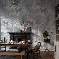 Fixed size：Animal Deep In The Jungle Blue Wallpaper Mural