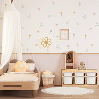 Peel and Stick Wall Border Decals Scalloped Trim Floral Wall Decals for Nursery & Girls Room