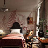 Wall Panel Red Fern Leaf Wallpaper Mural