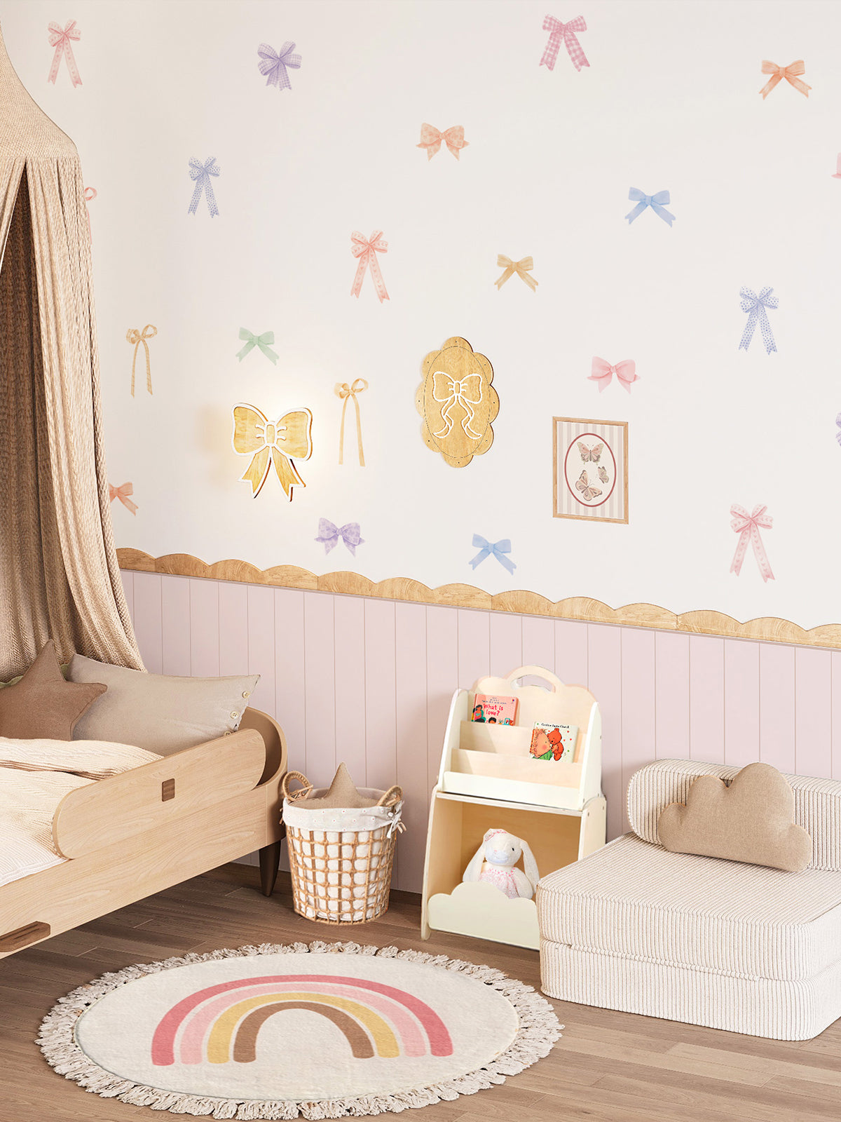 ZeekoHome Pastel Bow Nursery Peel and Stick Wall Decals