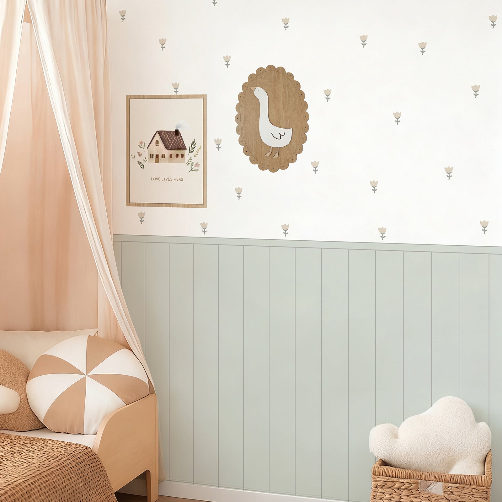 Sage Green Goose Nursery Peel and Stick Wall Decals | ZeekoHome