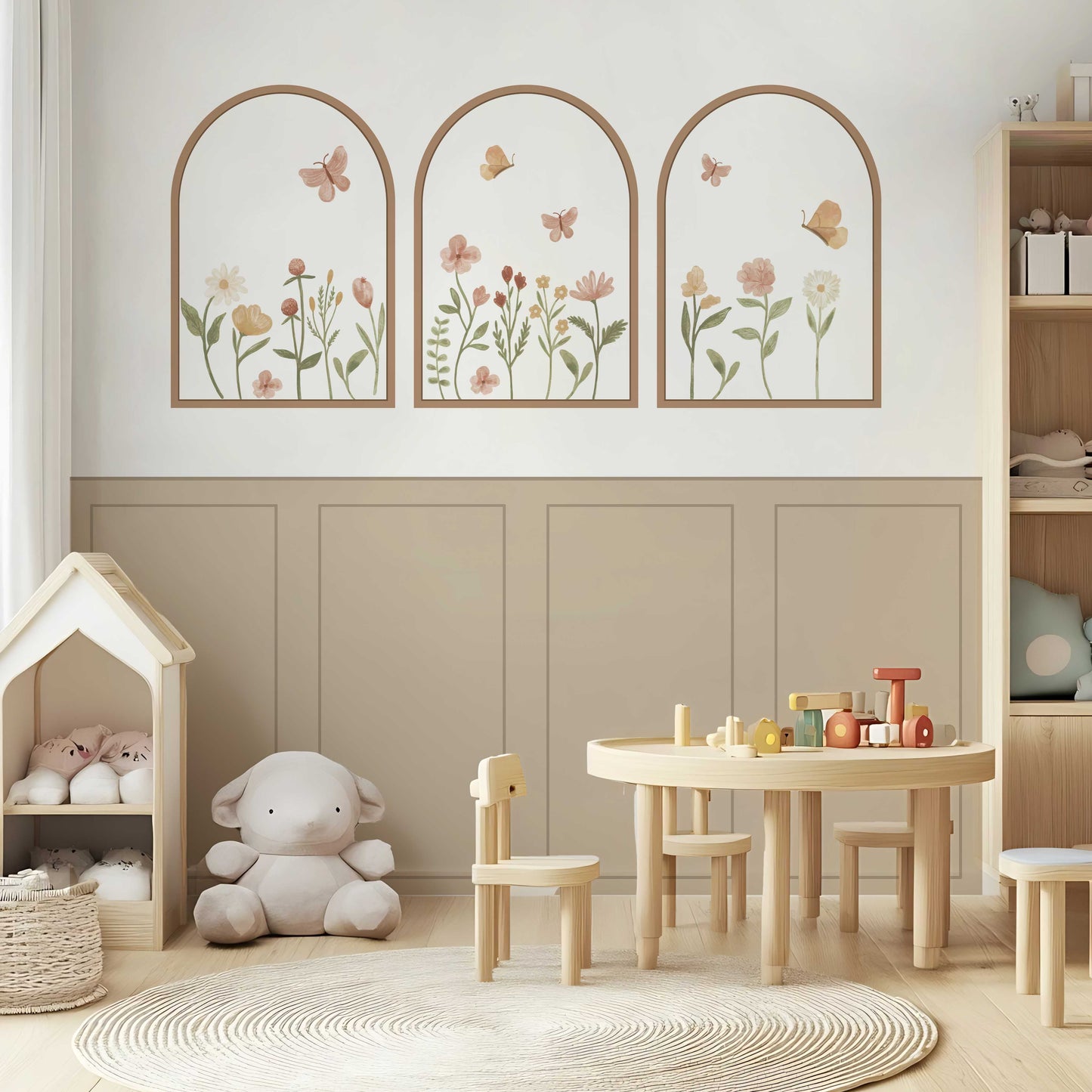 Dreamy Floral Nursery Wall Decals Shape Stickers for Soft Nursery Décor