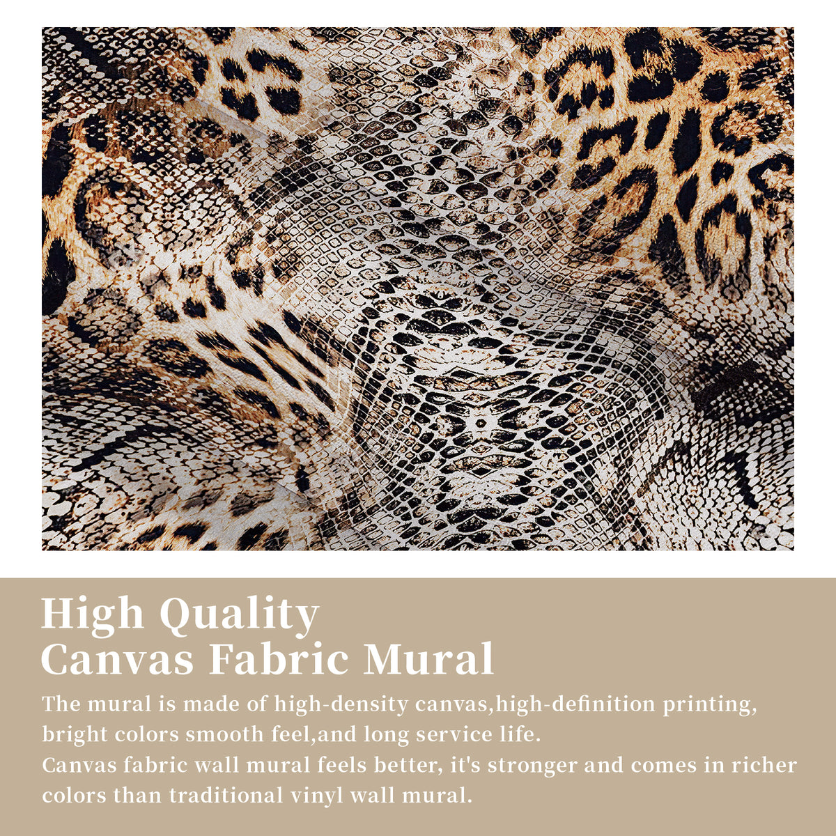 High quality canvas fabric Leopard Snake Print wall mural product banner