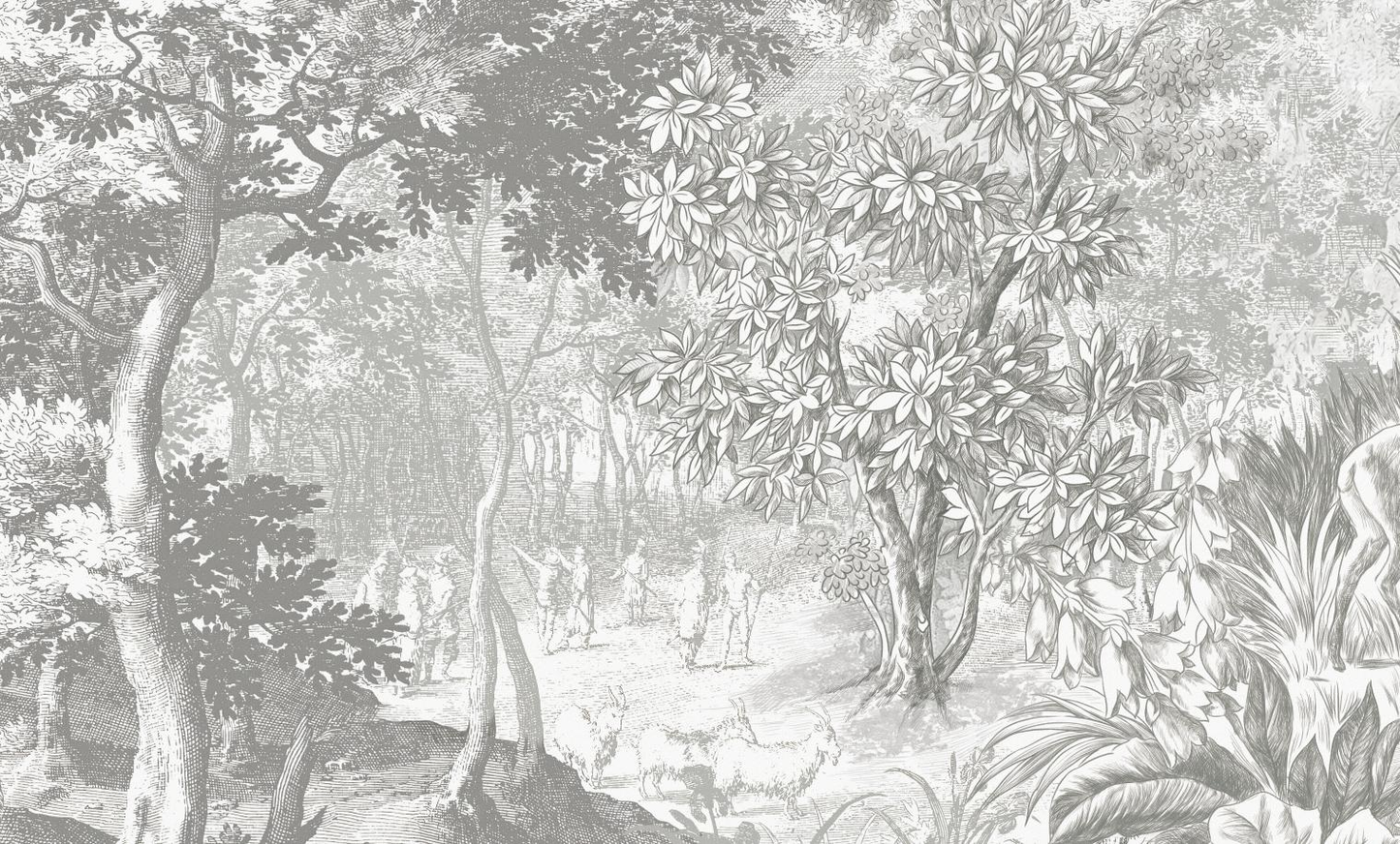 Vintage Funny Jungle Gray Wallpaper Mural
